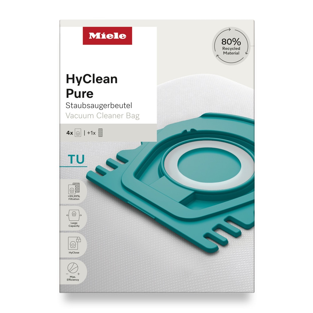 Miele HyClean Pure TU støvsugerposer, 4-pak / Originale filterposer / Støvsugerposer til Guard