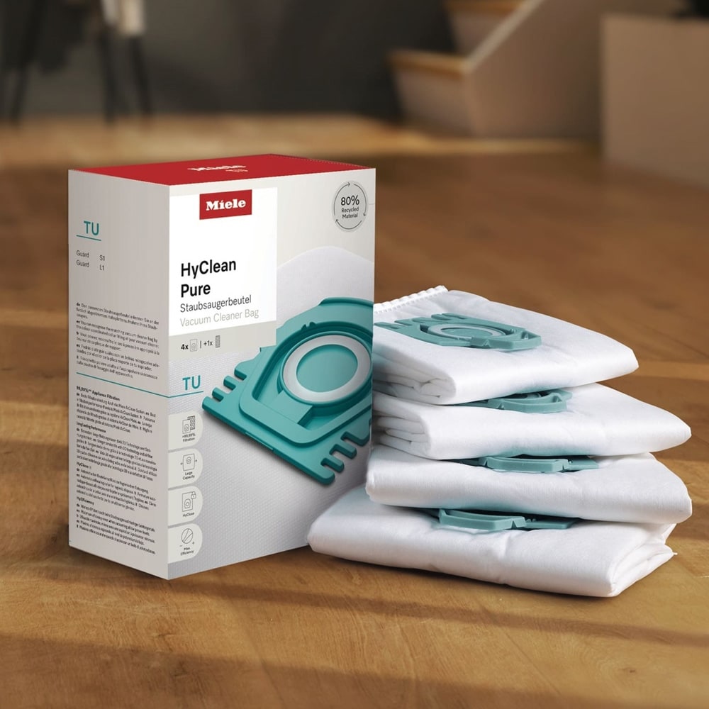 Miele HyClean Pure TU støvsugerposer, 4-pak / Originale filterposer / Støvsugerposer til Guard