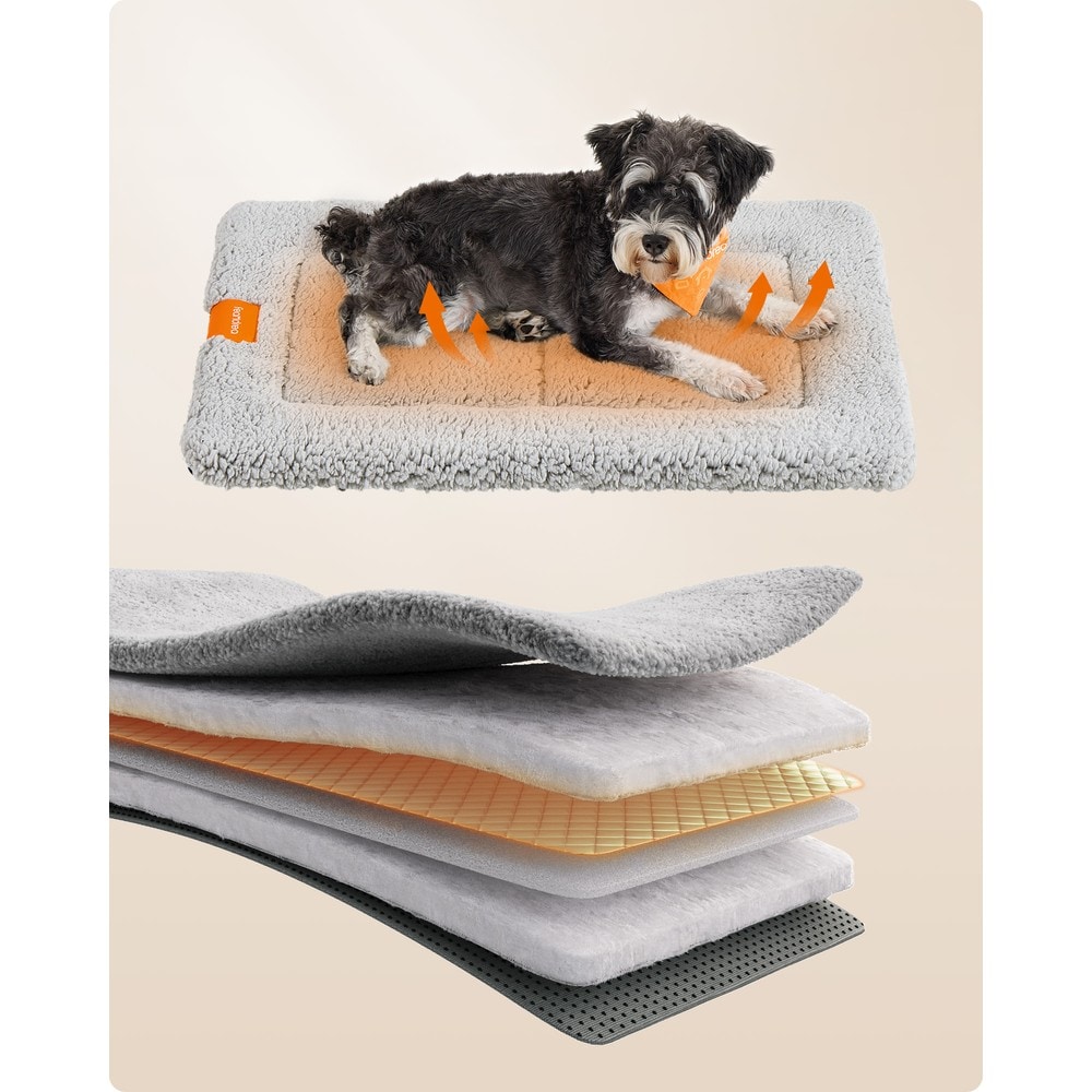 Selvopvarmende tæppe til hunde og katte, 75 x 50 cm – Lysegrå / Varmetæppe til kæledyr / Hundemåtte