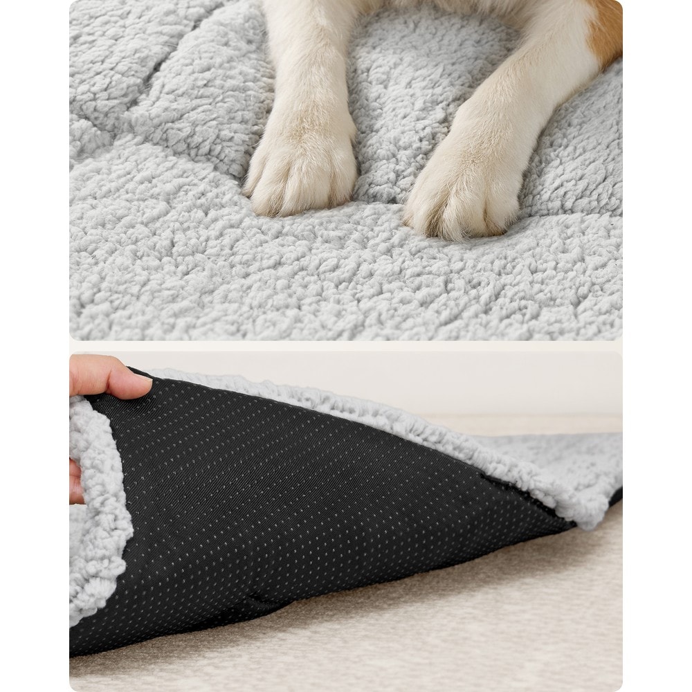 Selvopvarmende tæppe til hunde og katte, 75 x 50 cm – Lysegrå / Varmetæppe til kæledyr / Hundemåtte
