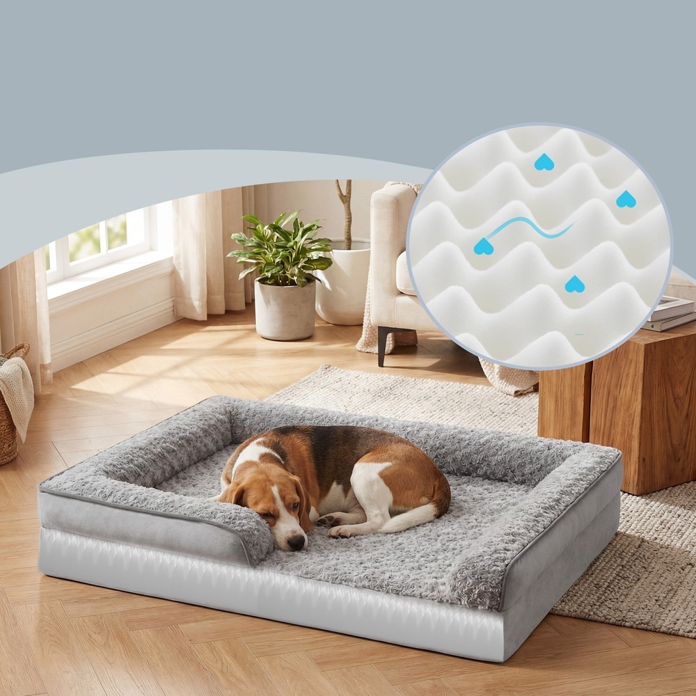 Ortopedisk hundbädd för stor hund 106x76 cm - Grå