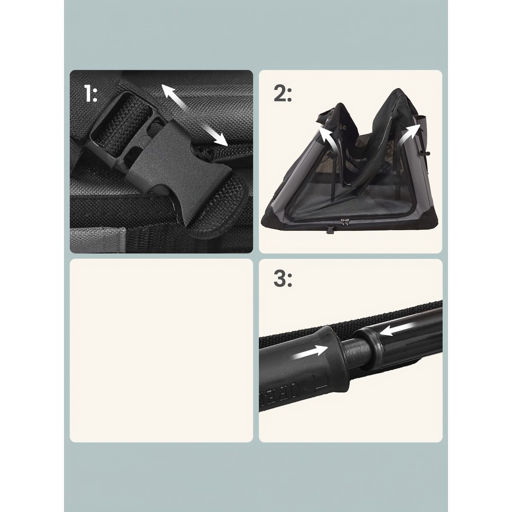 Hopfällbar hundbur/transportbox för bil 76 cm - Svart/Grå