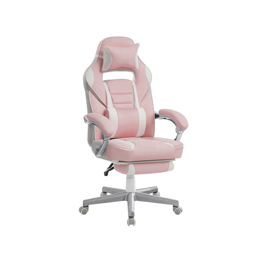 Product Image for Gamingstol med fotstöd, nackkudde och ländryggsstöd - Rosa/Vit