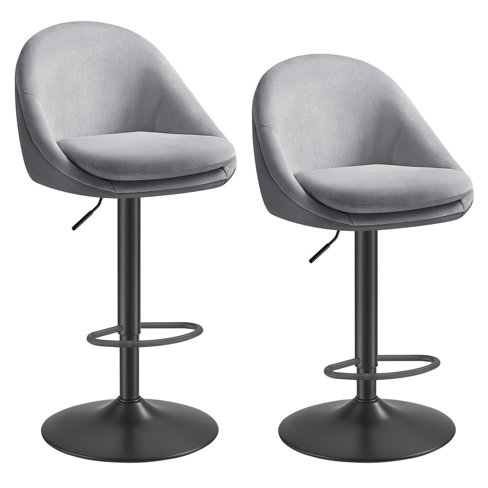 Snurrbara barstolar i sammet 2-pack - Grå/Svart