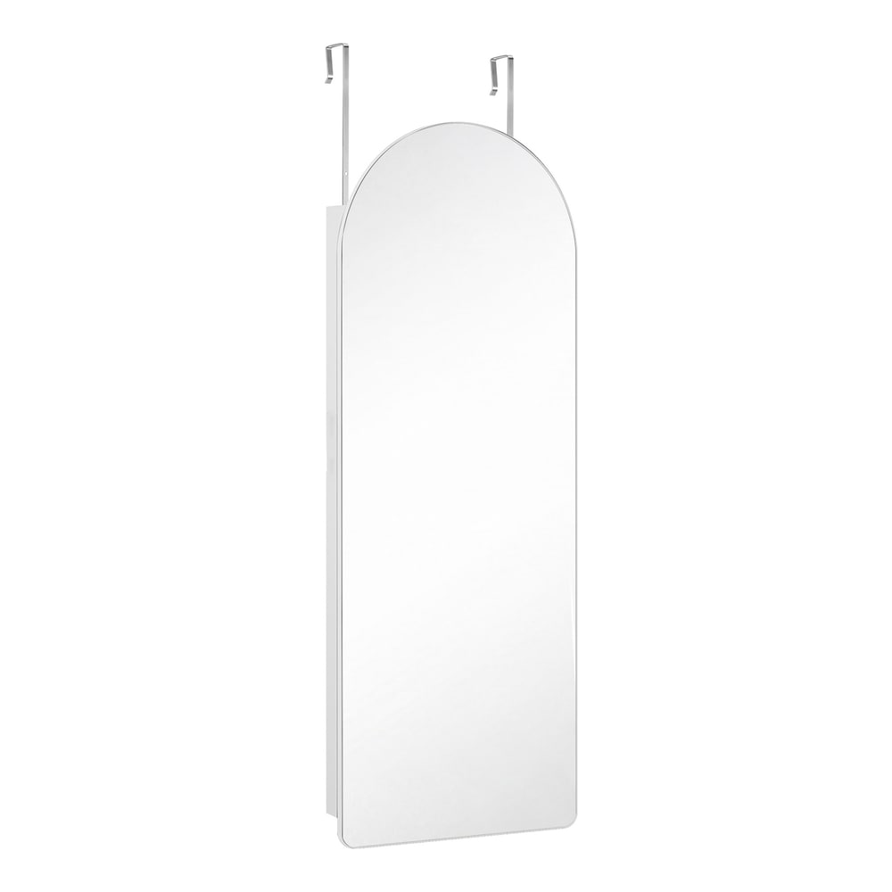 Smyckesskåp med välvd LED-spegel 108 cm - Vit/Beige
