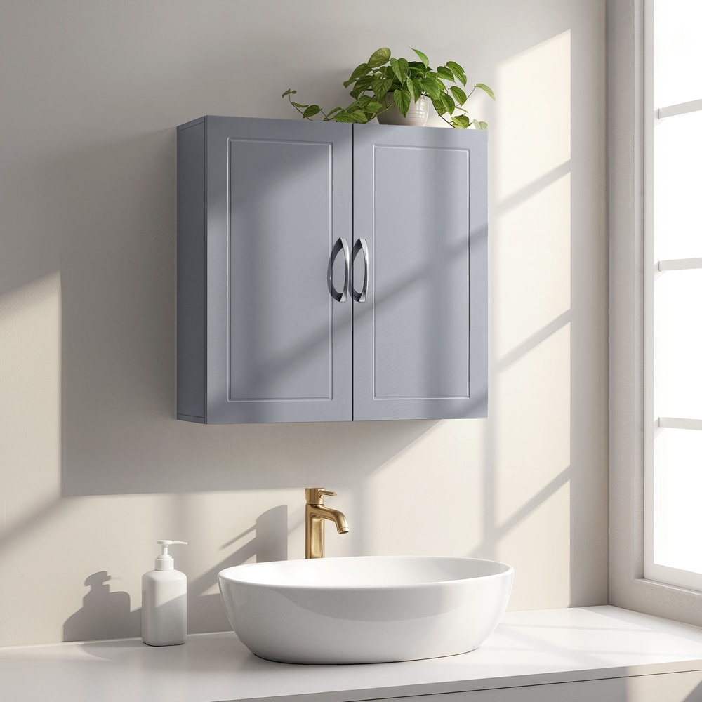 Väggskåp med 2 dörrar 60x18x60 cm - Grå/Vit