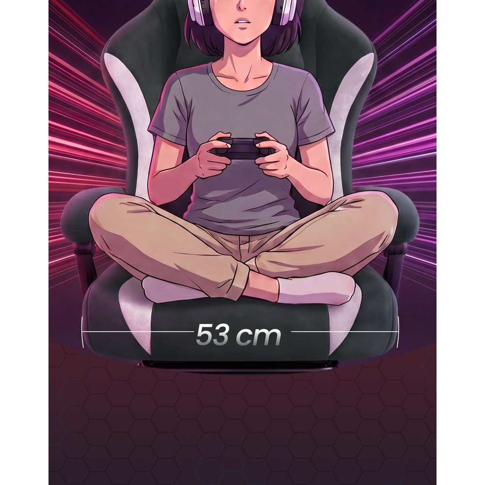 Gamingstol med fodstøtte / Computerstol med lændepude / Gamingstol med justerbart ryglæn