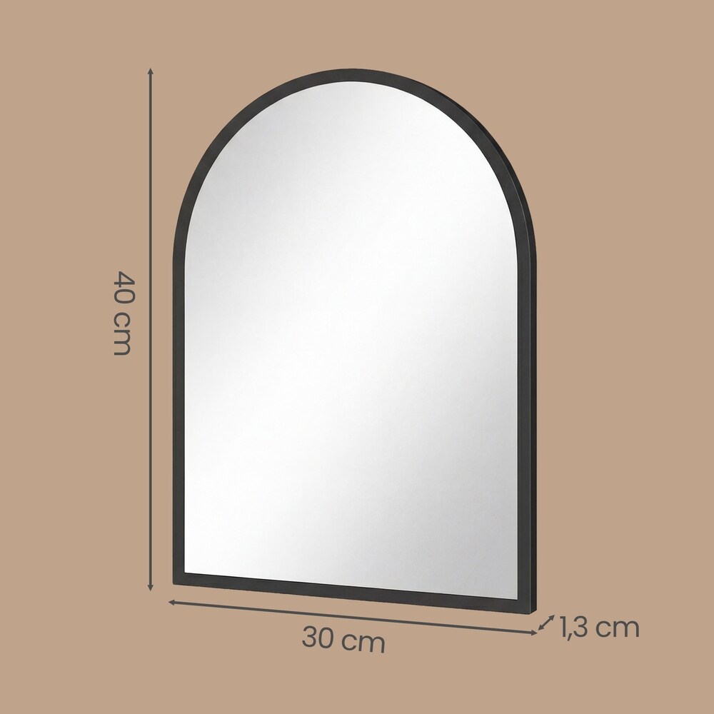 Vægtet vægspegel med svart ramme / Spejl med aluminiumsramme / Badeværelsesspejl 40 × 30 cm