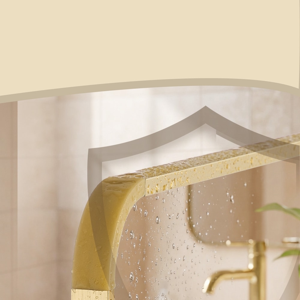 Rektangulært vægspejl med guldramme / Badeværelsesspejl 91 × 61 cm / Spejl med aluminiumsramme