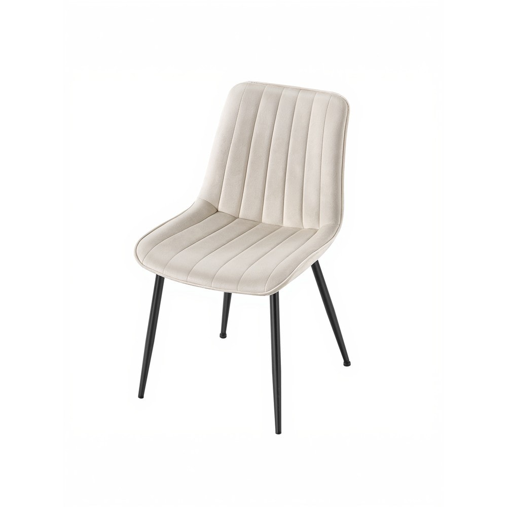Stofbetrukne spisestole i fløjl med stålben, 2-pak – Beige cappuccino/Svart / Betrukne køkkenstole