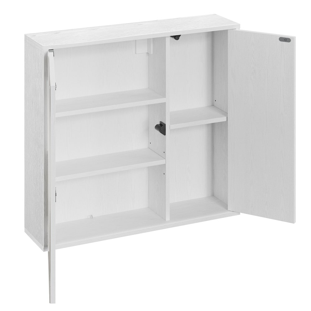 Spejlskab til badeværelset 60x55 cm – Hvid / Vægskab med spejl / Badeværelsesskab med hylder