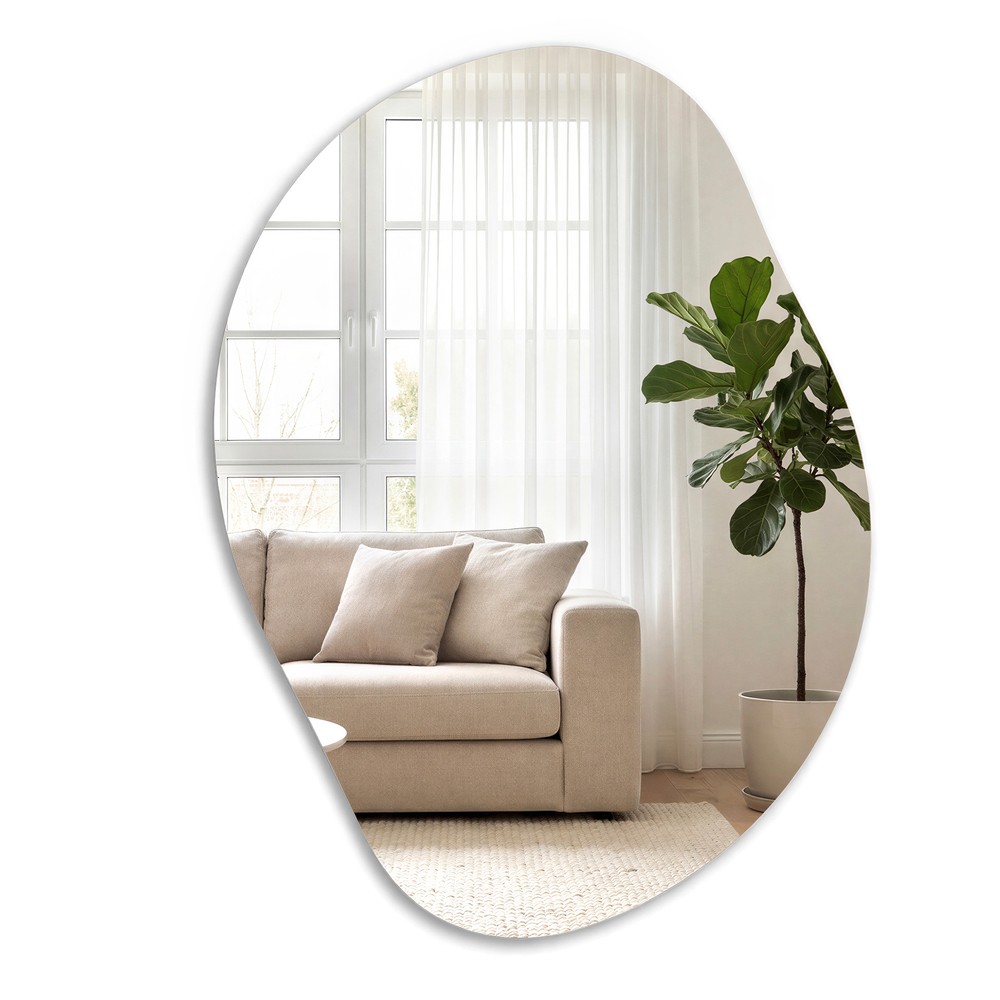 Asymmetrisk vægspegel uden ramme 60x45 cm / Organisk spejl / Dekorativ entréspejl