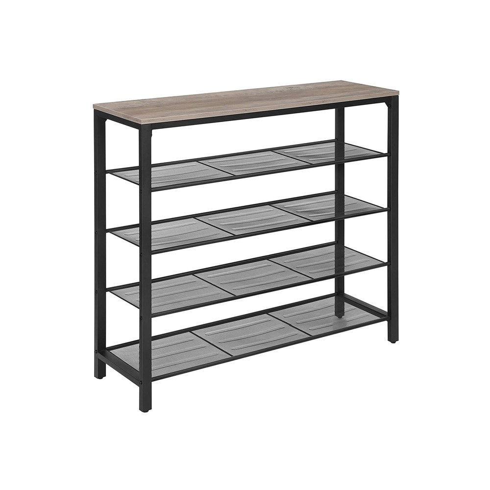 Skohylde i industristil med 4 netrum, 100 cm – Gråbeige/Svart / Skohylde / Skoopbevaring