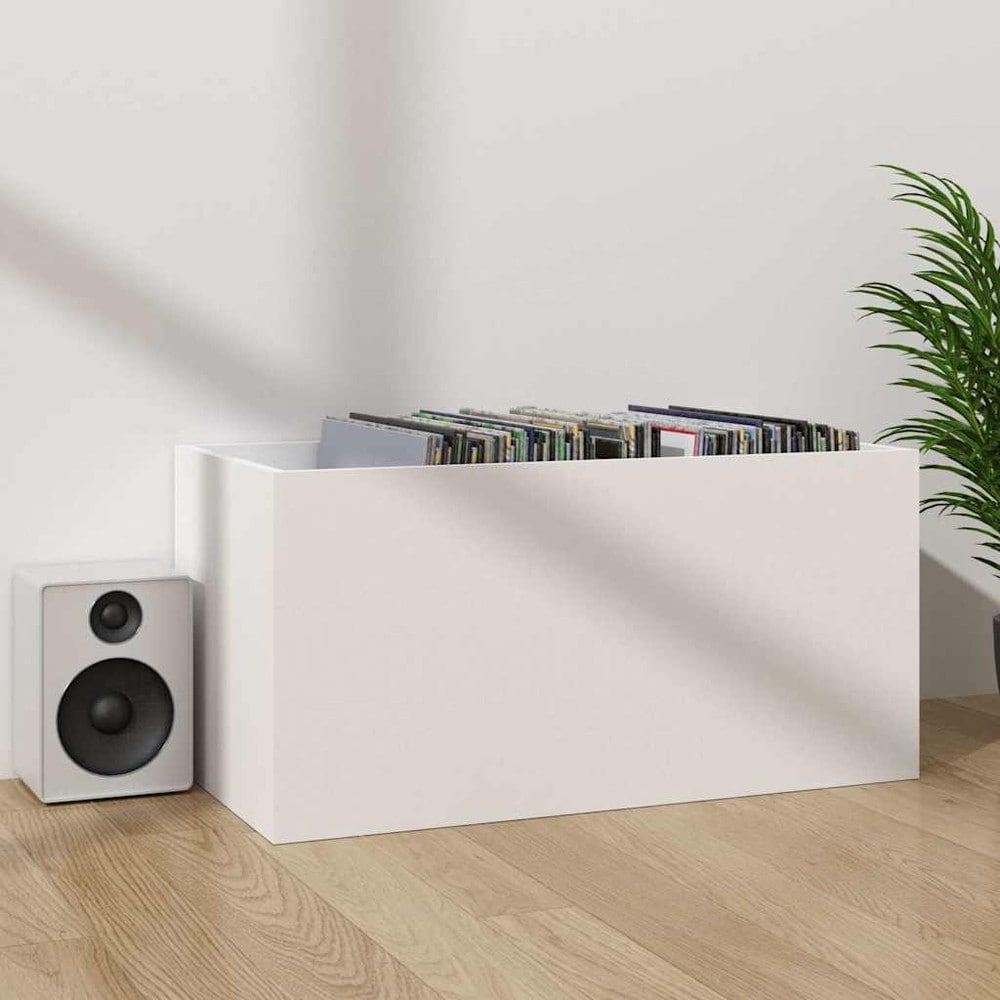 Vinylhylde 71×34×36 cm / hylde med 2 rum til LP-plader / pladeopbevaring – Hvid