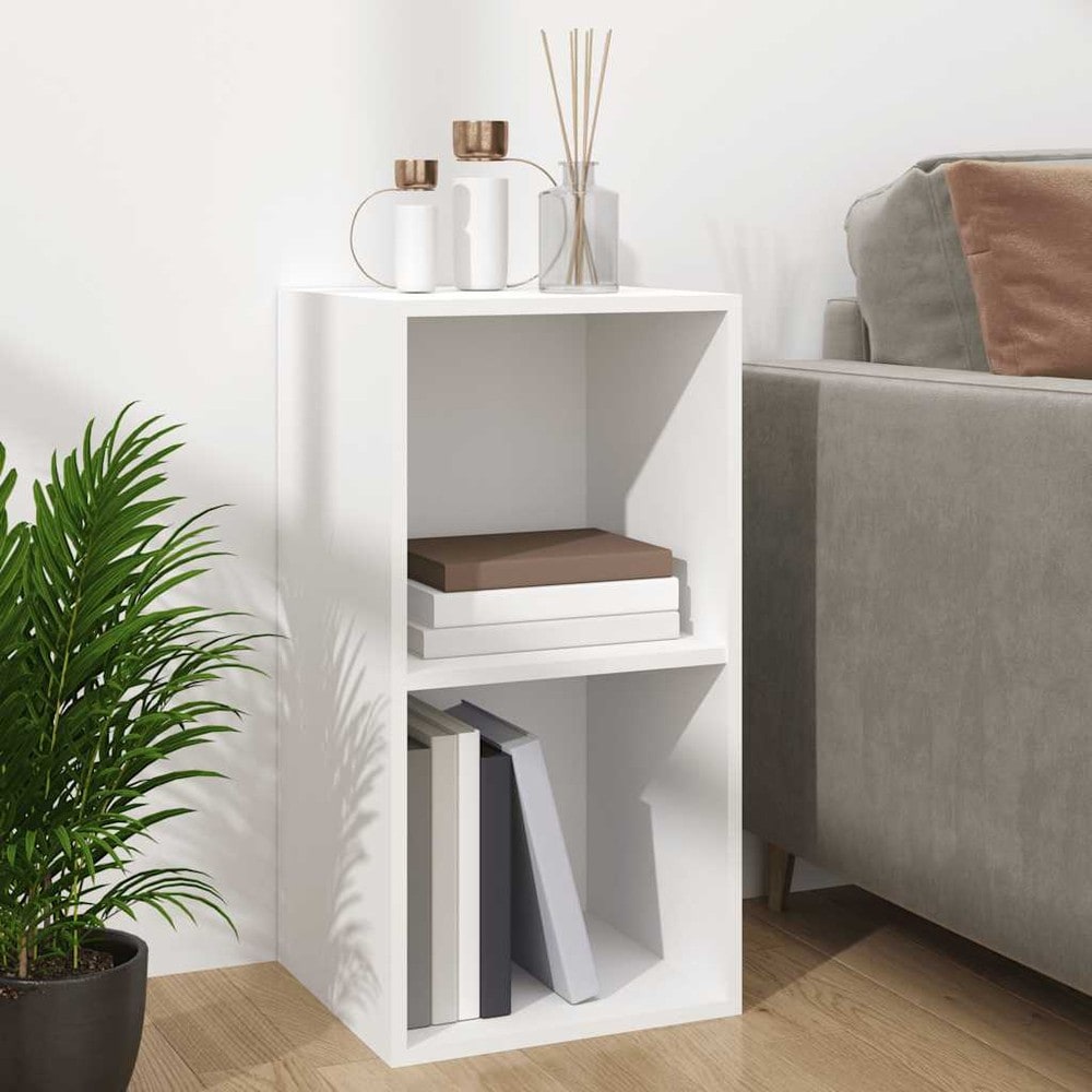 Vinylhylde 71×34×36 cm / hylde med 2 rum til LP-plader / pladeopbevaring – Hvid