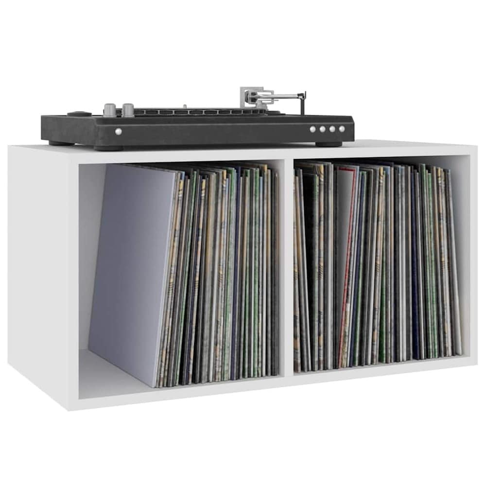 Vinylhylde 71×34×36 cm / hylde med 2 rum til LP-plader / pladeopbevaring – Hvid