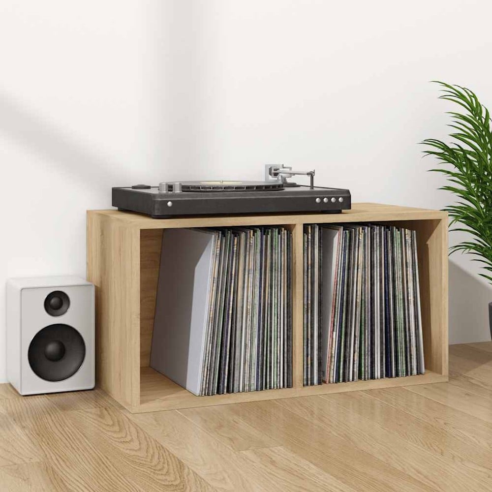 Opbevaringskasse til LP-plader 71x34x36 cm – Sonoma-eg / Vinylhylde / Pladeopbevaring
