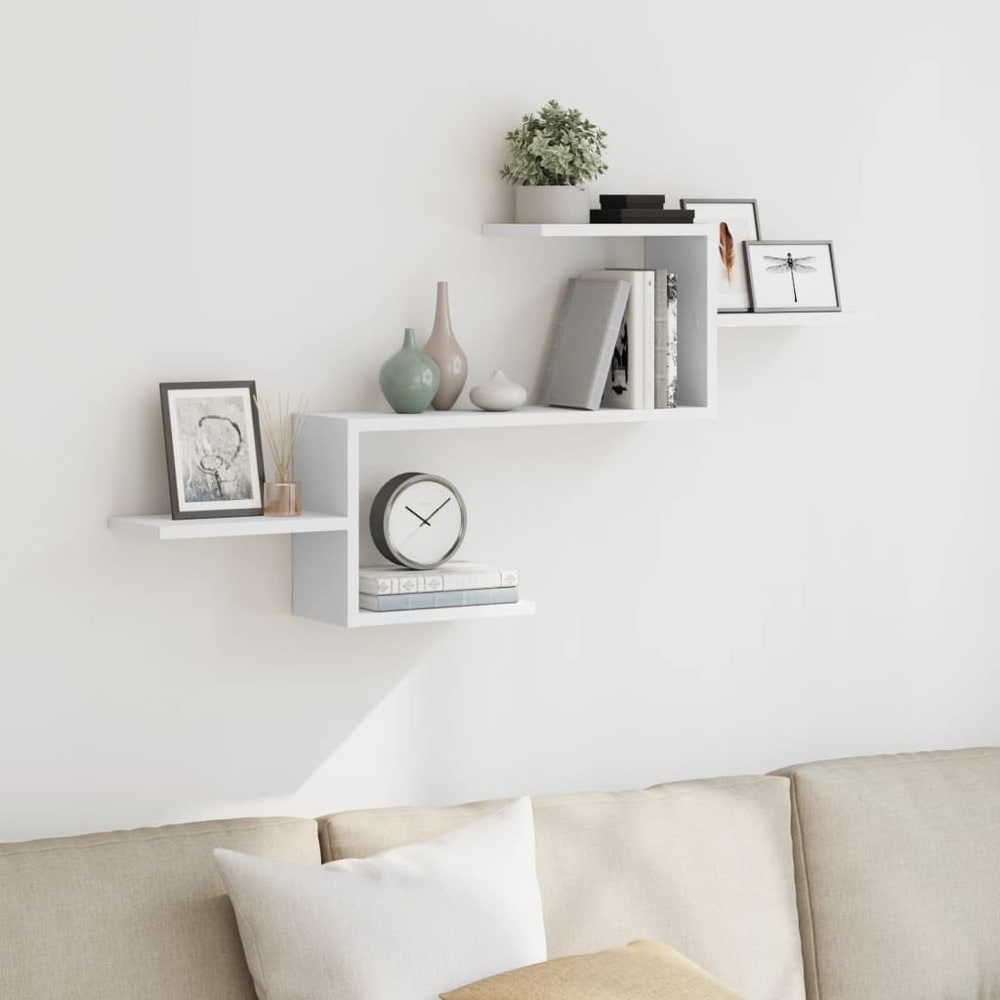 Væghylde 104×15×49 cm / væghængt hylde / hylde til vægmontering – Hvid