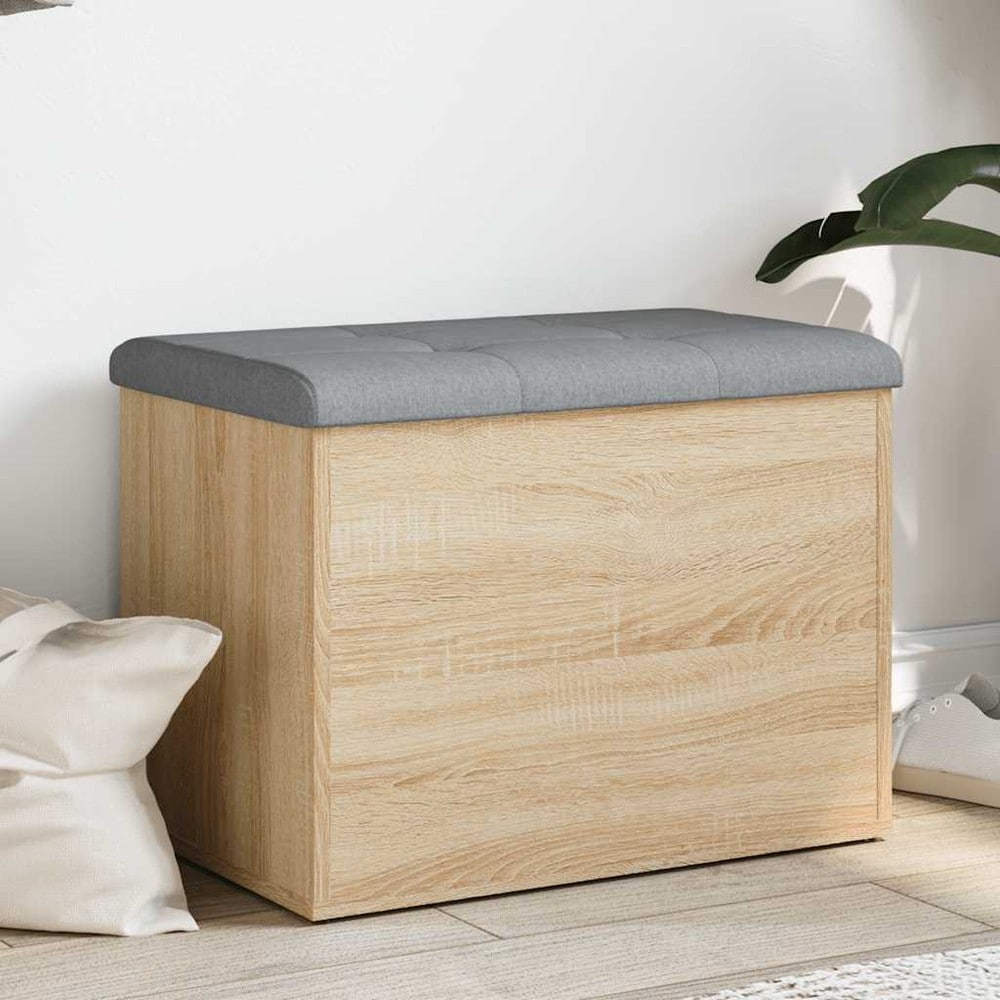 Opbevaringsbænk 62×42×45 cm / siddebænk med opbevaring / bænk med siddepude – Sonoma eg