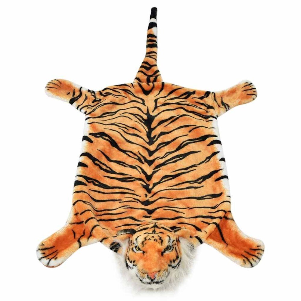 Tigermåtte 144×78 cm / dyremåtte i plys / dekorativ tigerfæld – Brun
