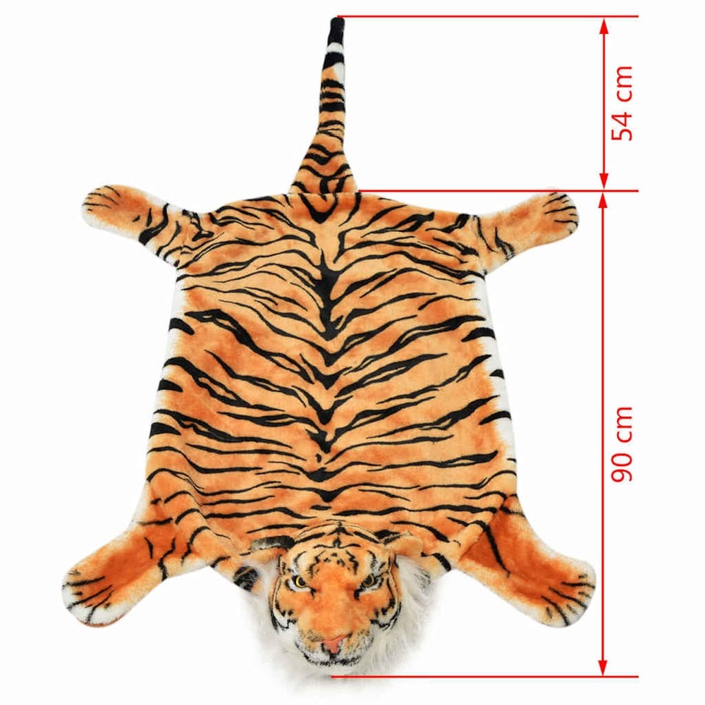 Tigermåtte 144×78 cm / dyremåtte i plys / dekorativ tigerfæld – Brun