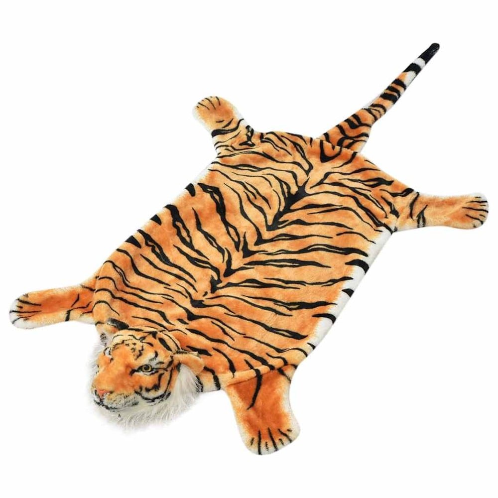 Tigermåtte 144×78 cm / dyremåtte i plys / dekorativ tigerfæld – Brun