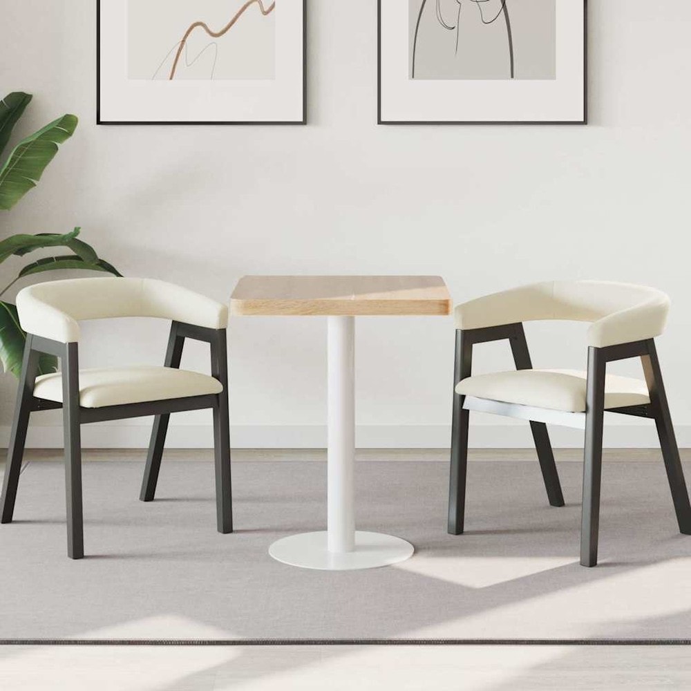 Bistrobord 60×60×75 cm / cafébord til 2 personer / spisebord med stålben – Natur/hvid