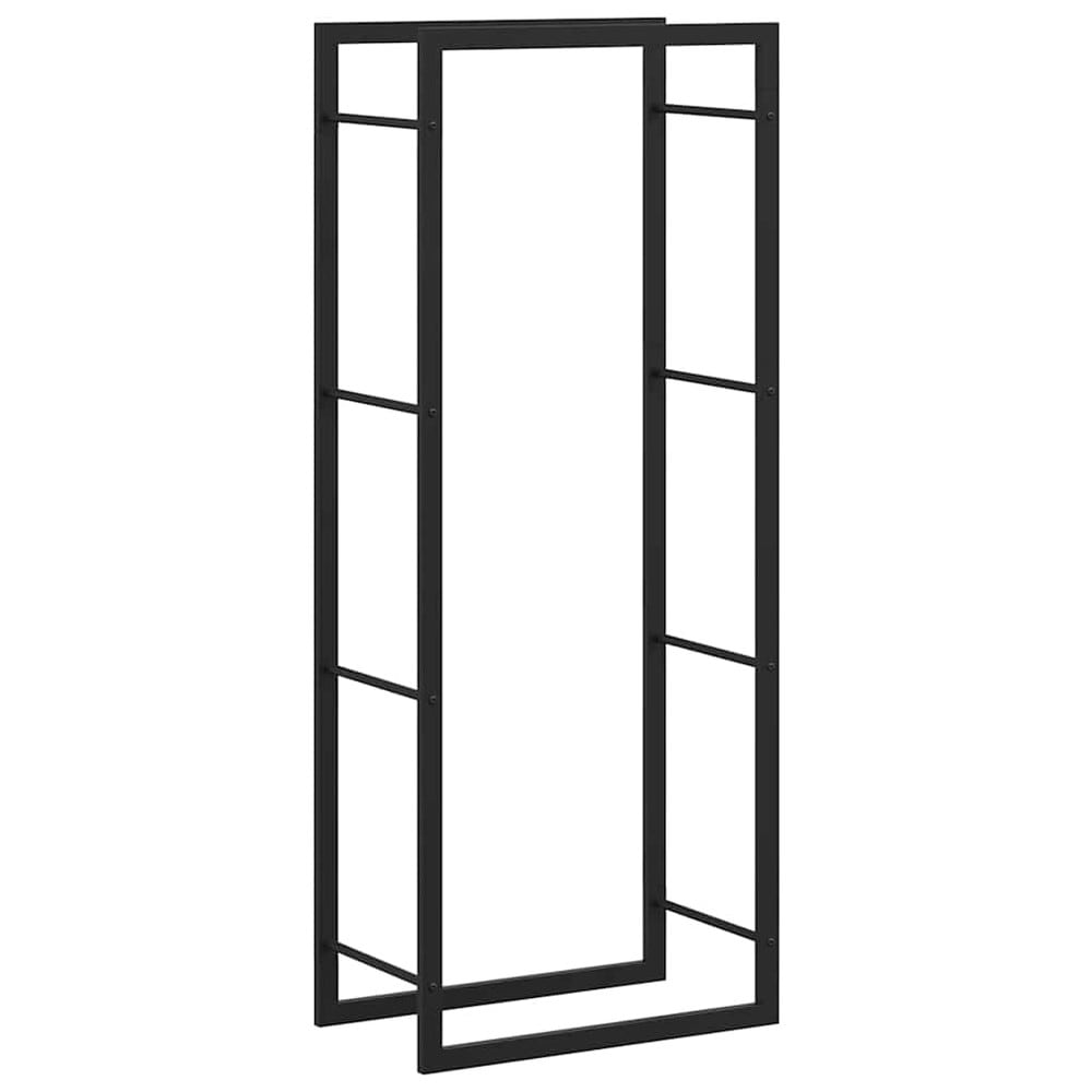 Brændestativ 50×28×132 cm / brændeopbevaring i stål / brændeholder – Mat sort