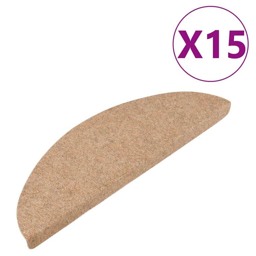 15 stk. trappemåtter 56×17×3 cm / selvklæbende måtter til trappetrin i nålefilt – Beige