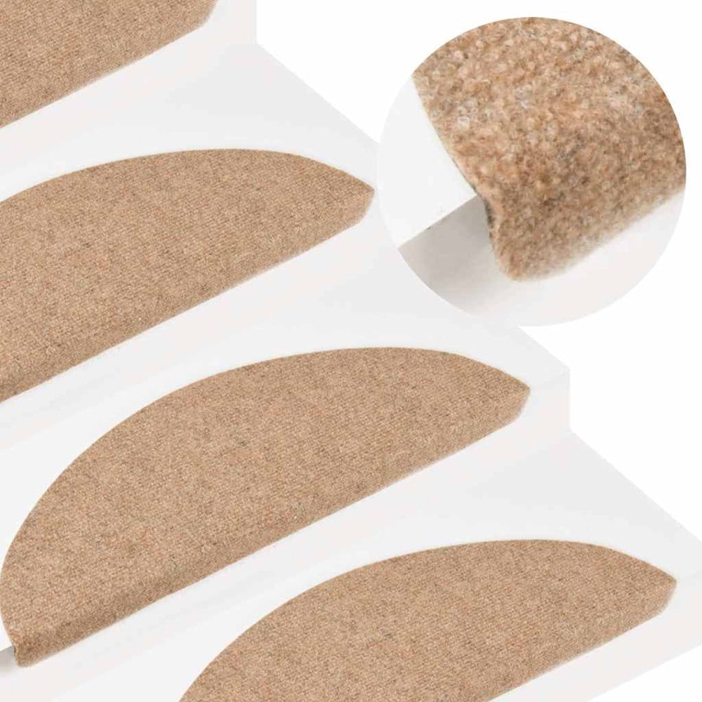 15 stk. trappemåtter 56×17×3 cm / selvklæbende måtter til trappetrin i nålefilt – Beige
