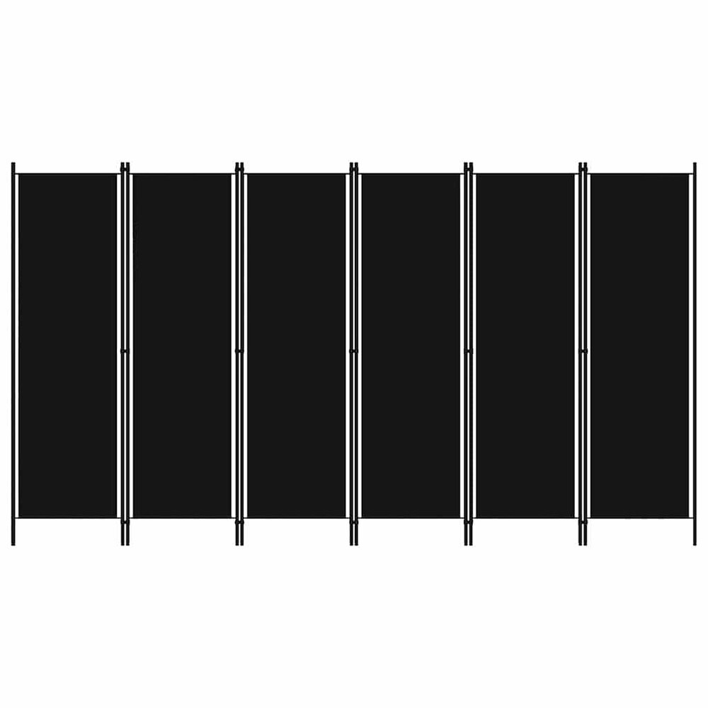 Rumdeler 300×180 cm / sammenklappelig skærmvæg med 6 paneler / foldeskærm – Sort