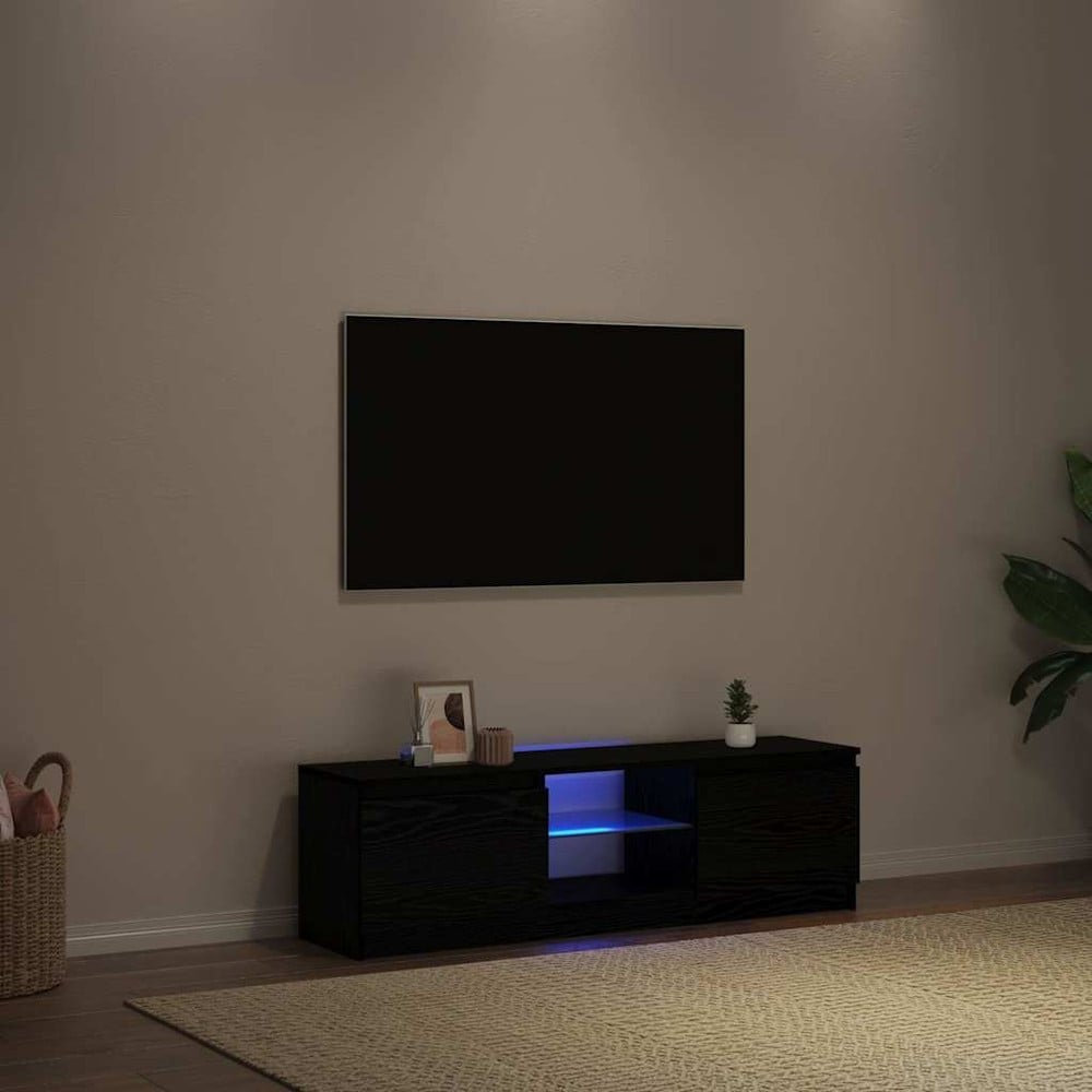 TV-bænk 120×30×36 cm / mediebænk med RGB LED-belysning og opbevaring – Sort