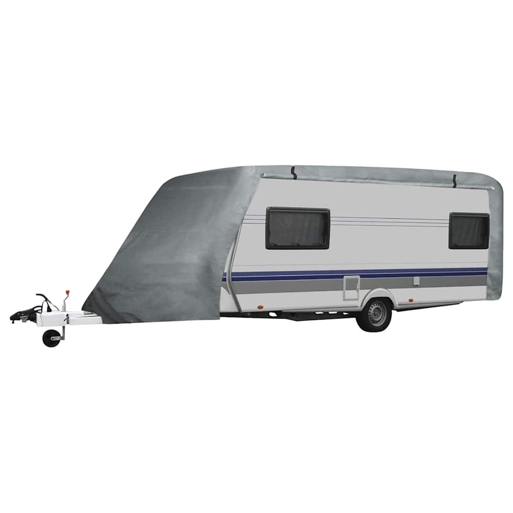 Campingvognsovertræk M 610×230×220 cm / beskyttelsesovertræk til campingvogn 5,18–6,09 m – Grå
