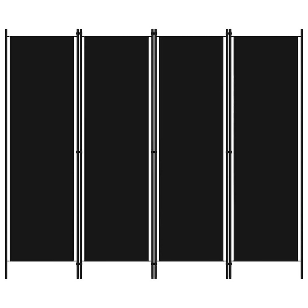 Rumdeler 4 paneler 200×180 cm / foldeskærm / skillevæg / afskærmning – Sort