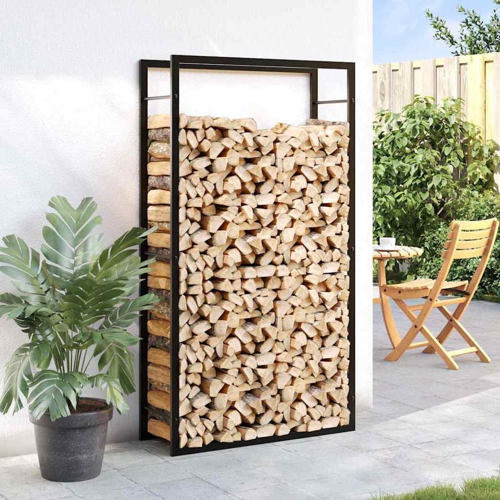 Brændestativ 80×28×154 cm / brændeopbevaring / brændeholder i stål – Matsort