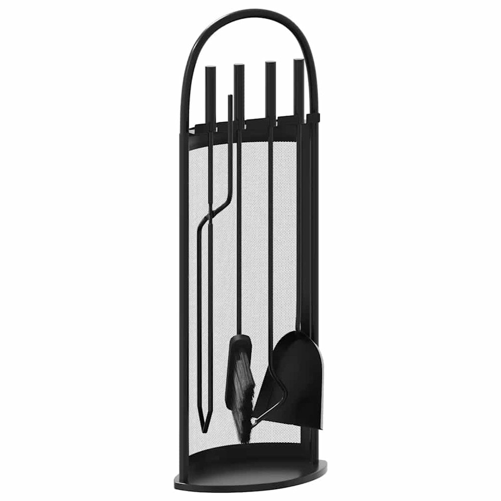 Pejsesæt 5 dele 23×15×66 cm / pejsredskaber med stativ – Sort