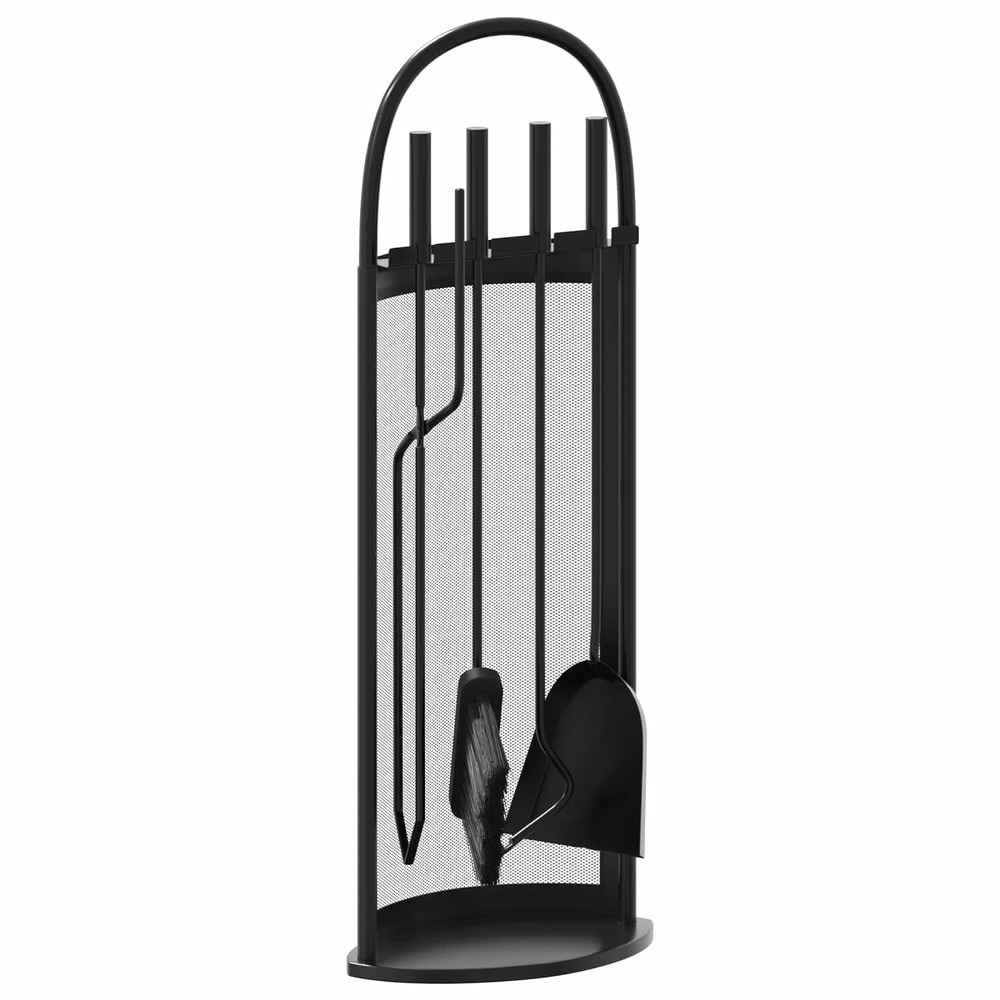 Pejsesæt 5 dele 23×15×66 cm / pejsredskaber med stativ – Sort