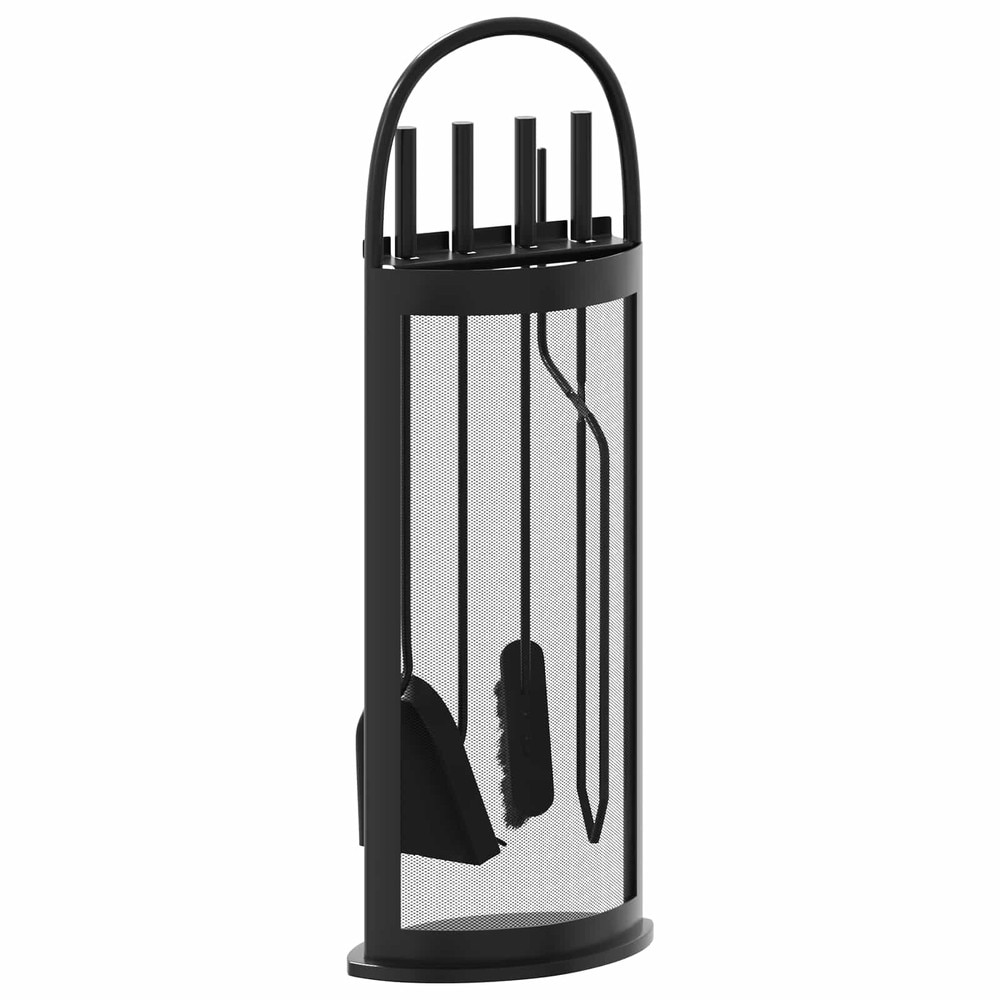 Pejsesæt 5 dele 23×15×66 cm / pejsredskaber med stativ – Sort