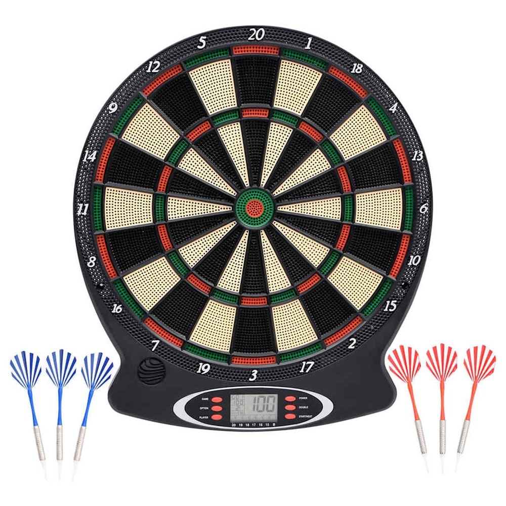 Elektronisk dartskive med 6 pile / 18 dartspil og LCD-display / dart til op til 8 spillere