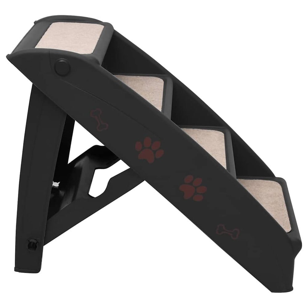 Hundetrappe 62×40×49,5 cm / sammenklappelig trappe med skridsikre trin til kæledyr – Sort