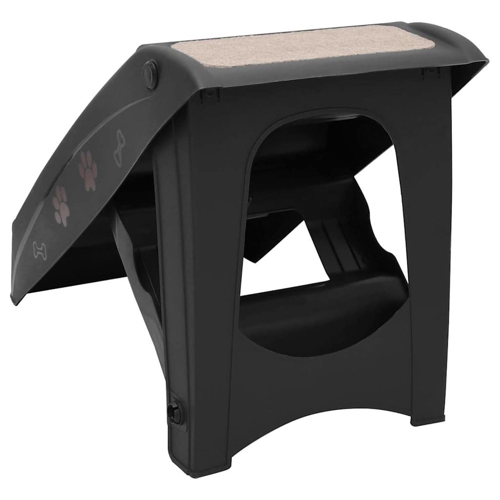 Hundetrappe 62×40×49,5 cm / sammenklappelig trappe med skridsikre trin til kæledyr – Sort