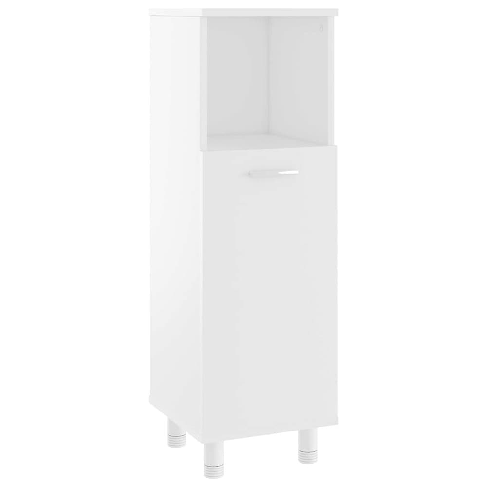 Badeværelsesskab 30×30×95 cm / smalt gulvskab med 3 rum og dør – Hvid
