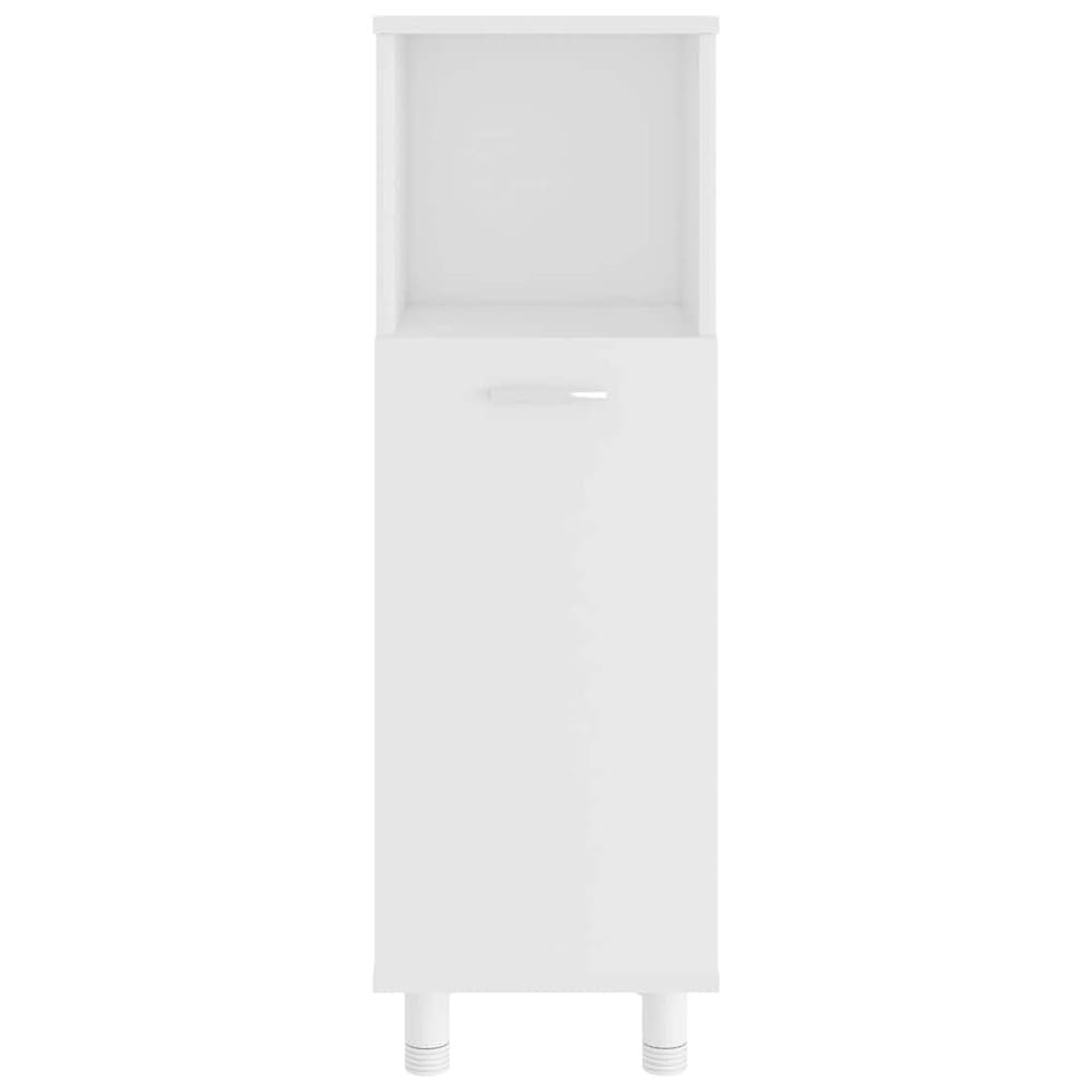 Badeværelsesskab 30×30×95 cm / smalt gulvskab med 3 rum og dør – Hvid