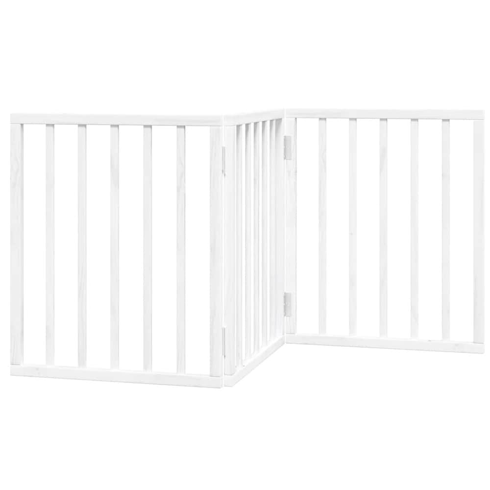 Hundegitter 150×60 cm / fritstående sammenklappeligt kæledyrsgitter med 3 paneler – Hvid