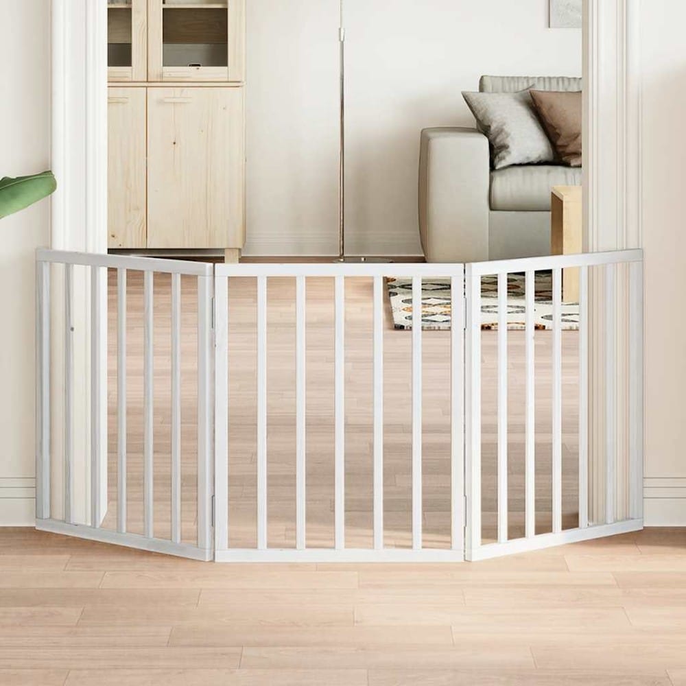 Hundegitter 150×60 cm / fritstående sammenklappeligt kæledyrsgitter med 3 paneler – Hvid