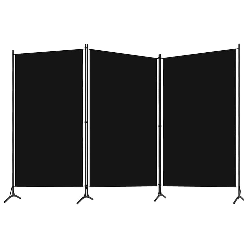 Rumdeler 3 paneler 260×180 cm / foldeskærm / skillevæg / afskærmning – Sort
