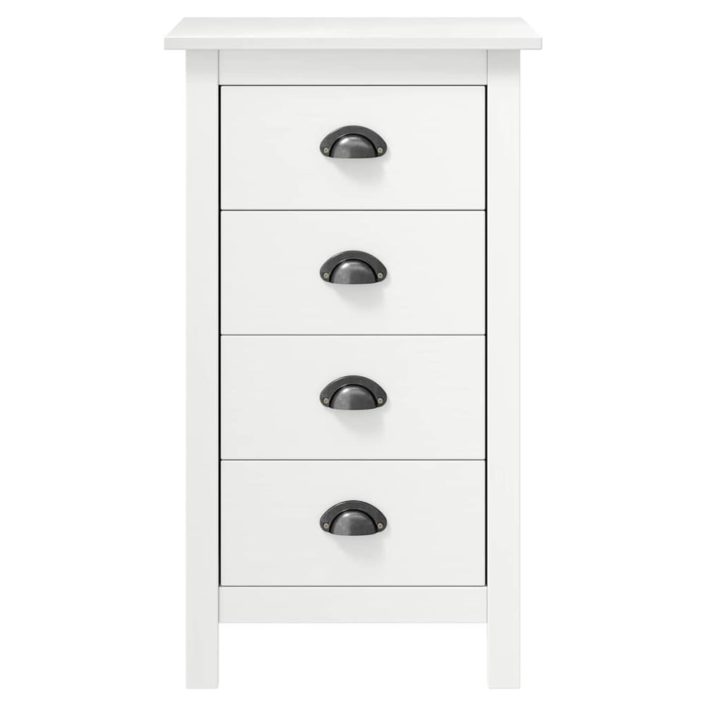 Kommode med 4 skuffer 46×35×80 cm / smal skænk i massivt fyrretræ – Hvid