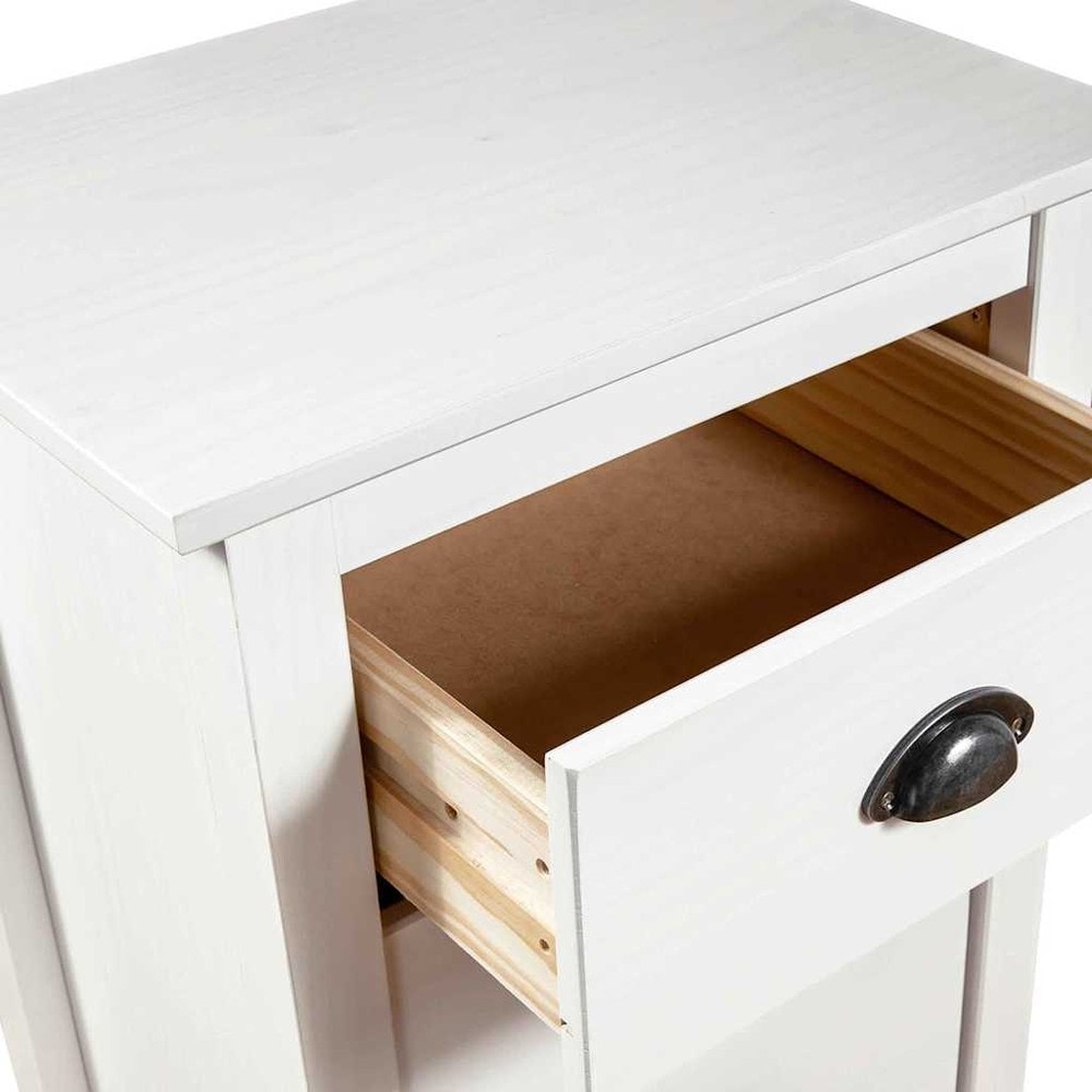 Kommode med 4 skuffer 46×35×80 cm / smal skænk i massivt fyrretræ – Hvid