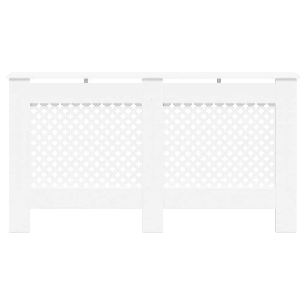 Radiatorskjuler 152×19×81,5 cm / radiatorfront i MDF med hylde og lameldesign – Hvid