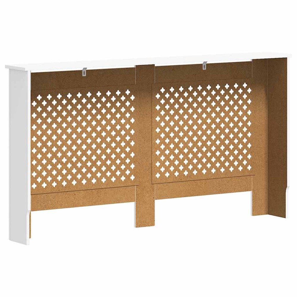 Radiatorskjuler 152×19×81,5 cm / radiatorfront i MDF med hylde og lameldesign – Hvid